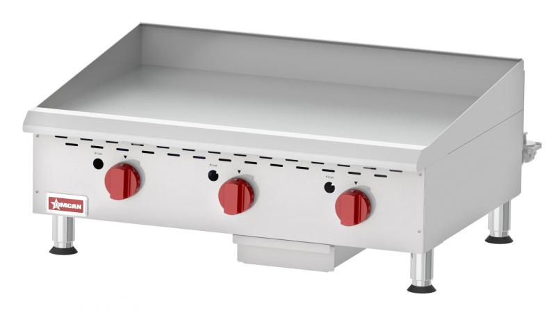 Omcan CE-CN-G36TPF Countertop Stainless Steel Gas Griddle With Thermostatic Control with 3 Burners