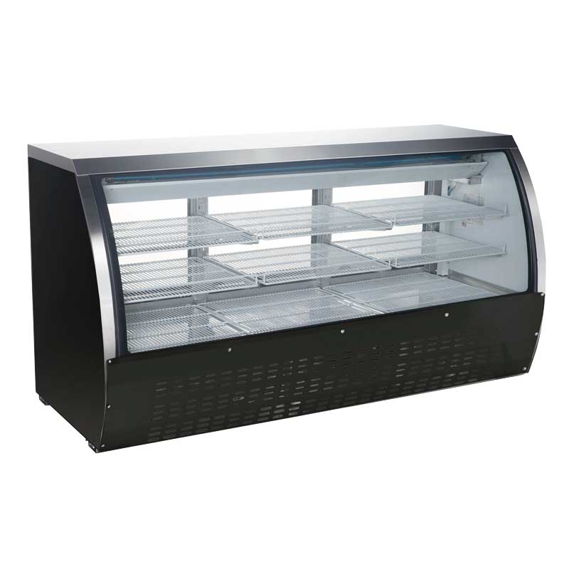 Omcan RS-CN-0200-B 82-inch Refrigerated Floor Showcase with Black Coated Steel Exterior