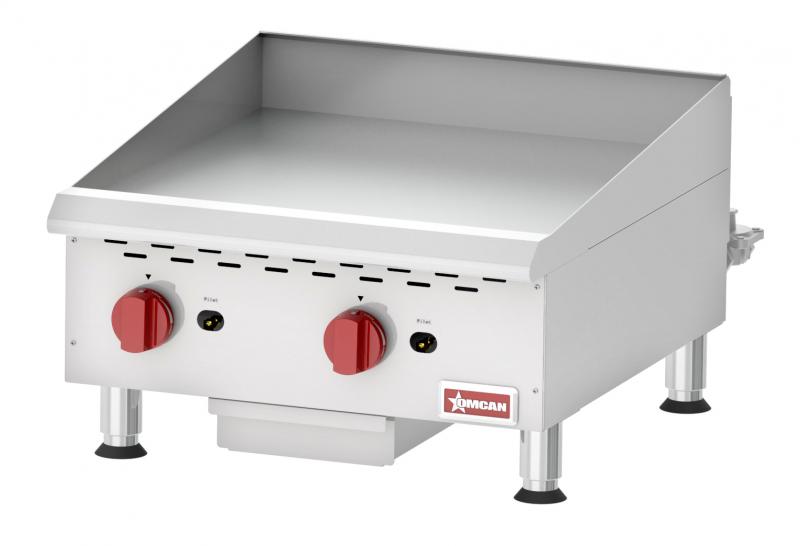 Omcan CE-CN-G24M Countertop Stainless Steel Gas Griddle With Manual Control with 2 Burners