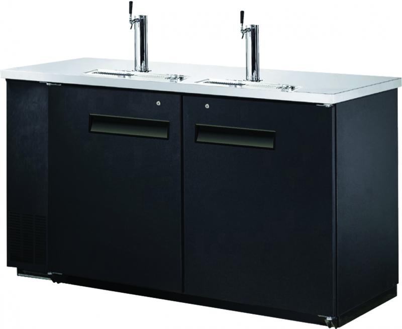Omcan BB-CN-0016-DH 61-inch Solid Door Back Bar Cooler With Beer Dispenser with Two Taps and 15.8 cu. ft. capacity