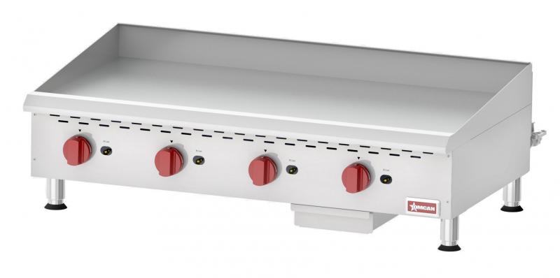 Omcan CE-CN-G48M Countertop Stainless Steel Gas Griddle With Manual Control with 4 Burners