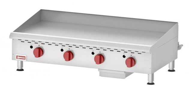 Omcan CE-CN-G48TPF Countertop Stainless Steel Gas Griddle With Thermostatic Control with 4 Burners
