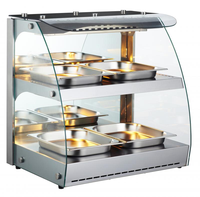 Omcan FW-CN-0100-C 25-inch Double-Shelf Full Service Heated Display Case with 100L capacity