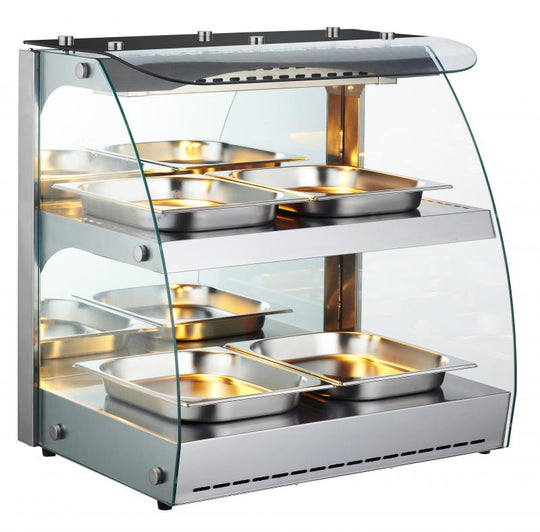 Omcan FW-CN-0100-C 25-inch Double-Shelf Full Service Heated Display Case with 100L capacity