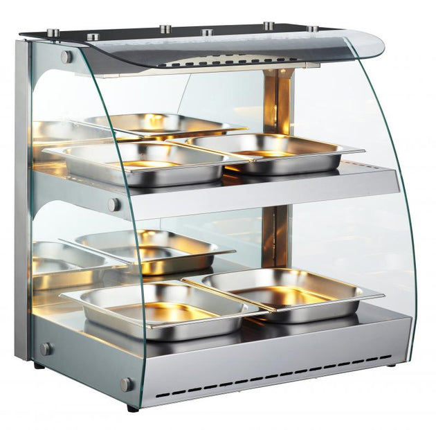 Omcan FW-CN-0100-C 25-inch Double-Shelf Full Service Heated Display Case with 100L capacity