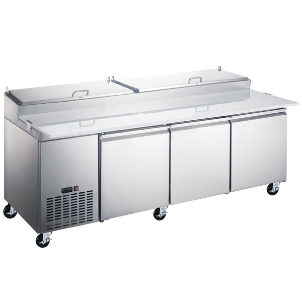 Omcan PT-CN-2337-HC 92-inch Refrigerated Pizza Prep Table with 3 Doors