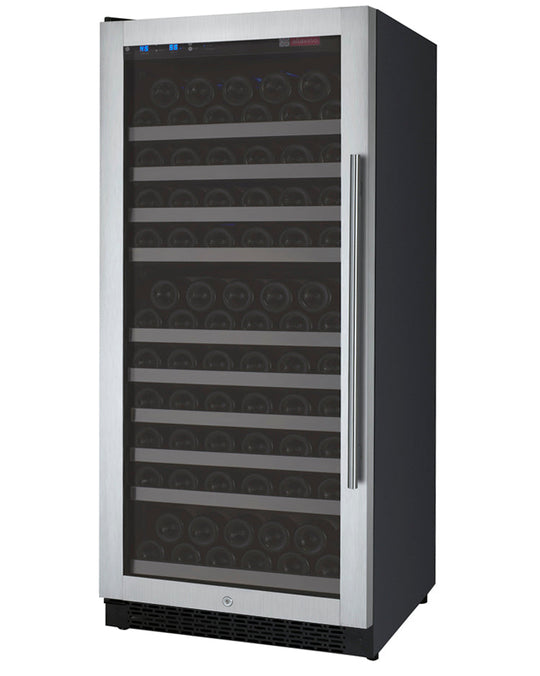 Allavino 24" Wide FlexCount II Tru-Vino 128 Bottle Single Zone Stainless Steel Left Hinge Wine Refrigerator - VSWR128-1SL20