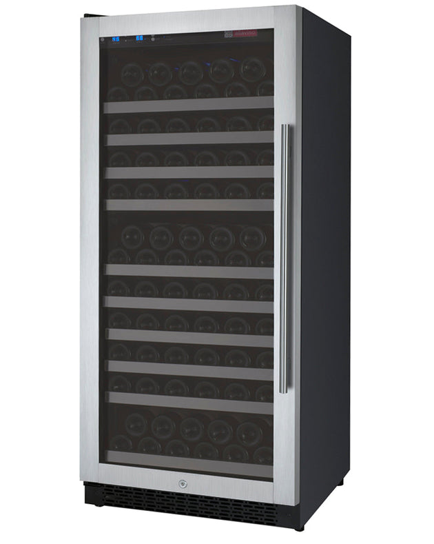 Allavino 24" Wide FlexCount II Tru-Vino 128 Bottle Single Zone Stainless Steel Left Hinge Wine Refrigerator - VSWR128-1SL20