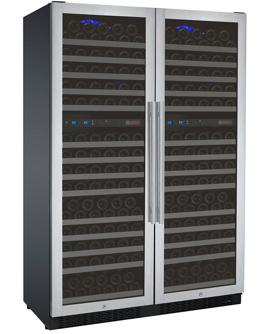 Allavino 47" Wide FlexCount II Tru-Vino 344 Bottle Four-Zone Stainless Steel Side-by-Side Wine Refrigerator - 2X-VSWR172-2S20