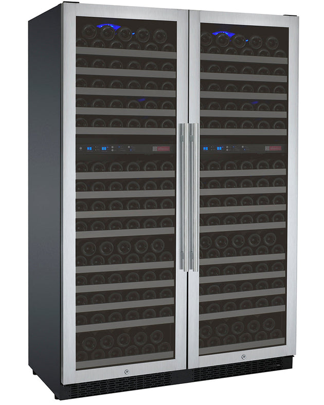 Allavino 47" Wide FlexCount II Tru-Vino 344 Bottle Four-Zone Stainless Steel Side-by-Side Wine Refrigerator - 2X-VSWR172-2S20