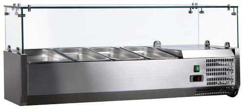 Omcan RS-CN-0004-P 47-inch Refrigerated Topping Rail with Glass Guard