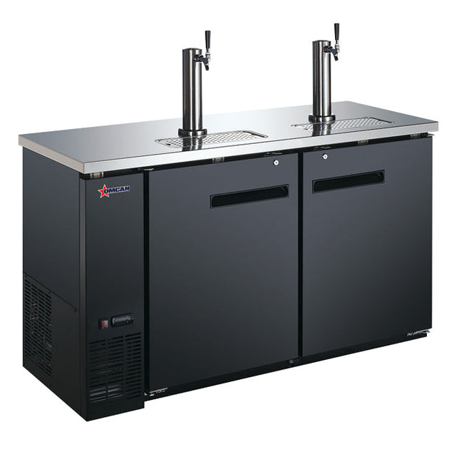 Omcan BB-CN-0016-D 61-inch Solid Door Back Bar Cooler With Beer Dispenser and 15.8 cu. ft. capacity