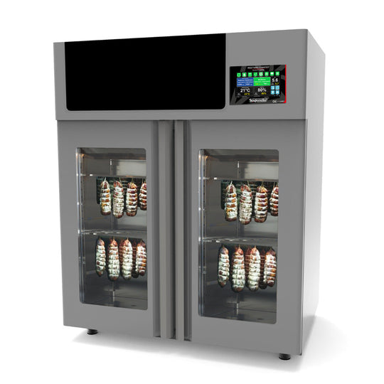 Omcan STGPNTF60 StagionelloEvo 60 kg Curing Cabinet with ClimaTouch and Fumotic