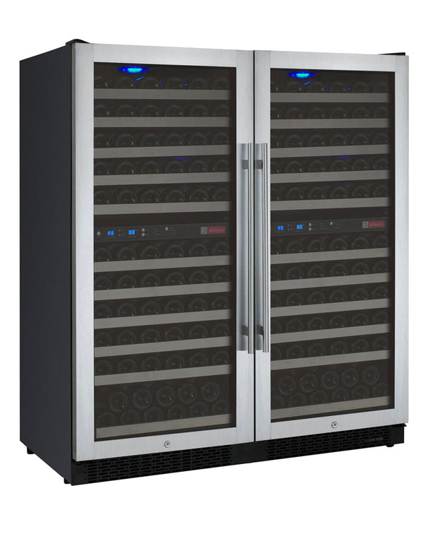 Allavino 47" Wide FlexCount II Tru-Vino 242 Bottle Four Zone Stainless Steel Side-by-Side Wine Refrigerator - 2X-VSWR121-2S20