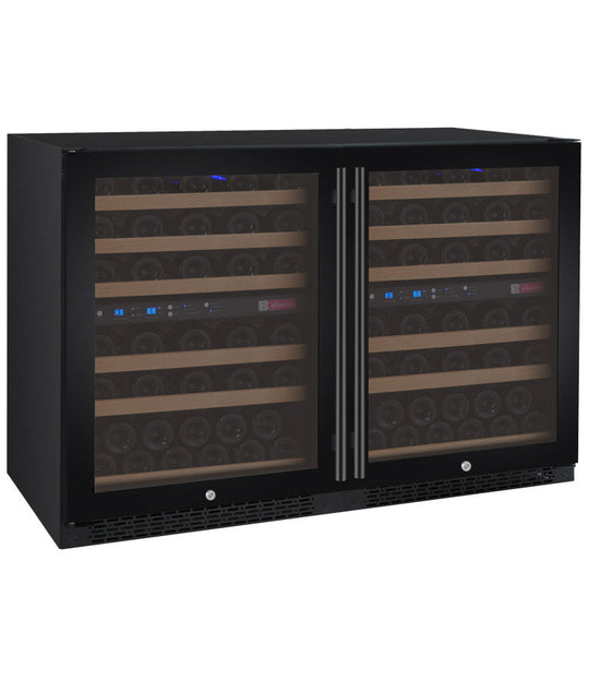 Allavino 47" Wide FlexCount II Tru-Vino 112 Bottle Four Zone Black Side-by-Side Wine Refrigerator - 2X-VSWR56-2B20