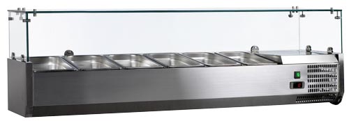 Omcan RS-CN-0006-P 59-inch Refrigerated Topping Rail with Glass Guard