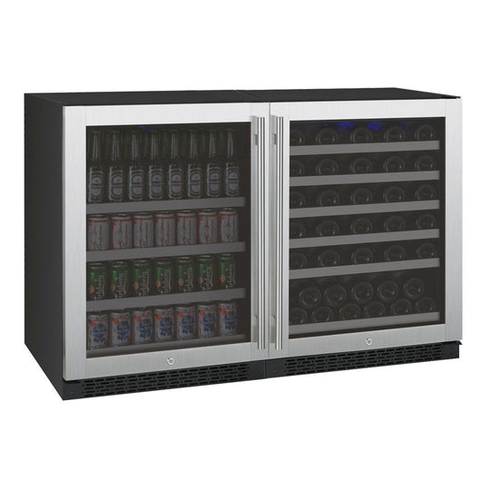 Allavino 47" Wide FlexCount II Series 56 Bottle/154 Can Dual Zone Stainless Steel Side-by-Side Wine Refrigerator/Beverage Center - 3Z-VSWB24-2S20