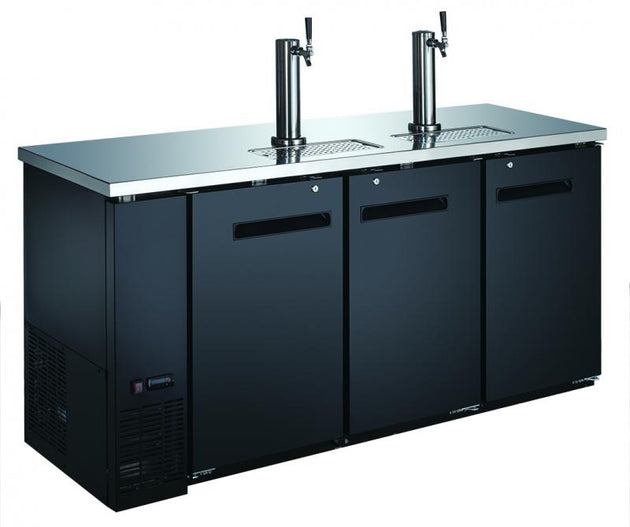 Omcan BB-CN-0020-DH 73-inch Solid Door Back Bar Cooler with Beer Dispenser with Two Taps and 19.6 cu. ft. capacity