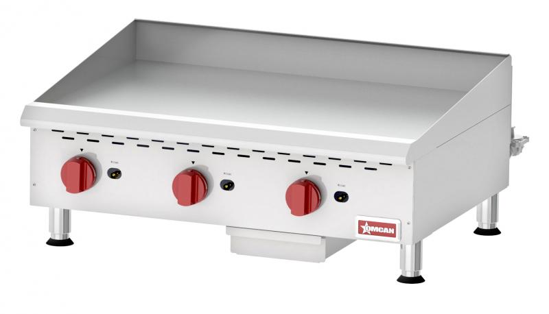 Omcan CE-CN-G36M Countertop Stainless Steel Gas Griddle With Manual Control with 3 Burners