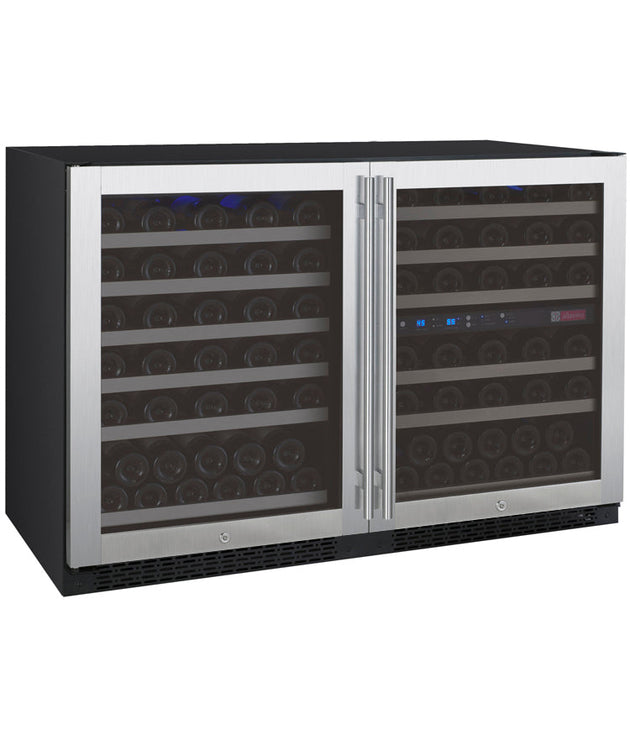 Allavino 47" Wide FlexCount II Tru-Vino 112 Bottle Three Zone Stainless Steel Side-by-Side Wine Refrigerator - 3Z-VSWR5656-S20