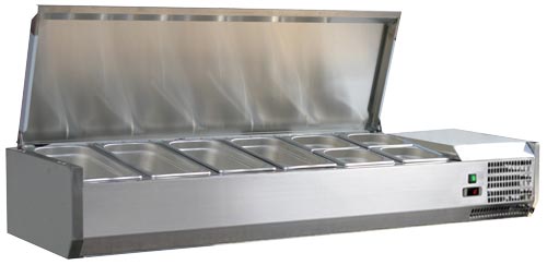 Omcan RS-CN-0006-PSS 59-inch Refrigerated Topping Rail with Stainless Steel Cover