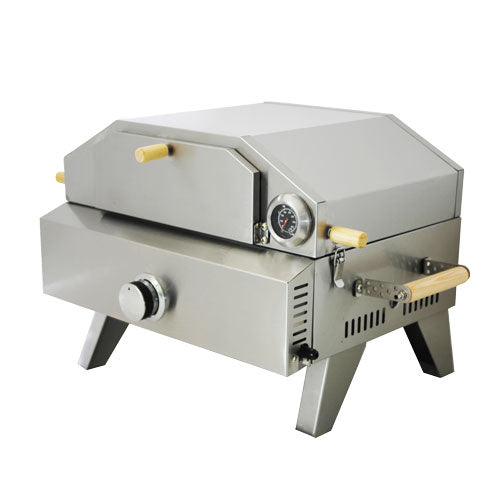 Omcan CE-CN-0748 Stainless Steel Propane Pizza Oven with Foldable Legs 12