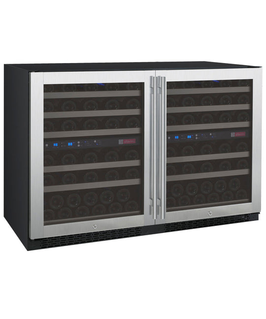 Allavino 47" Wide FlexCount II Tru-Vino 112 Bottle Four Zone Stainless Steel Side-by-Side Wine Refrigerator - 2X-VSWR56-2S20