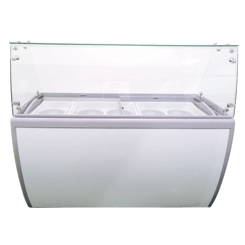 Omcan FR-CN-0460-S 60-inch Ice Cream Dipping Freezer with Flat Sneeze Guard