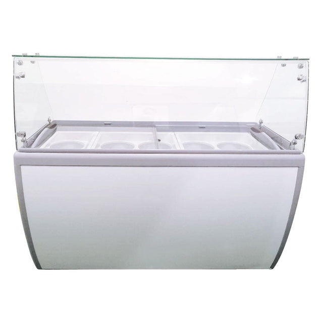 Omcan FR-CN-0460-S 60-inch Ice Cream Dipping Freezer with Flat Sneeze Guard