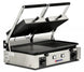 Omcan PG-IT-0737 Elite Series 10" x 19" Double Panini Grill with Ribbed Top and 1/2 Grooved and Smooth Bottom Grill Surface