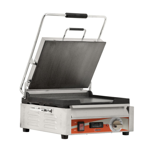 Omcan PG-CN-0679-FT 12" x 15" Single Panini Grill with Smooth Top and Bottom Grill Surface with Timer