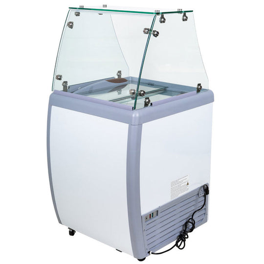 Omcan FR-CN-0160-S 26-inch Ice Cream Dipping Freezer with Flat Sneeze Guard
