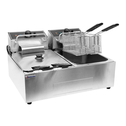 Omcan CE-CN-0012-D 220 V Double Table Top Electric Fryer