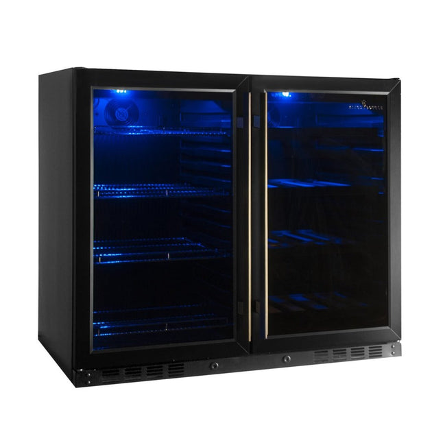 KingsBottle KBU28LRX-BLK Wine & Beer Fridge - KBU28LRX-BLK