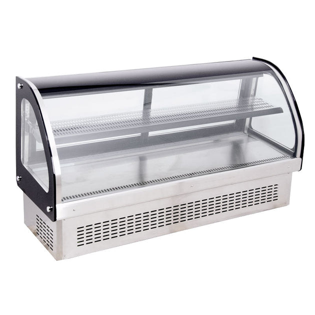Omcan RS-CN-0218-A 59-inch Curved Glass Refrigerated Display with Dual Access and 218 L capacity