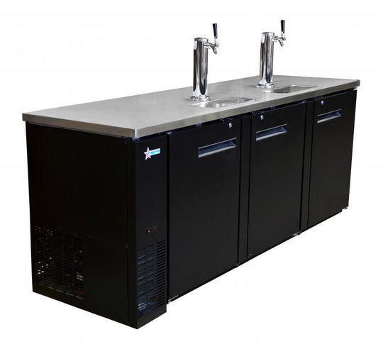 Omcan BD-CN-0032-HC 90-inch Triple Solid Door Beer Bottle Dispenser with Two Taps and 32 cu. ft. capacity