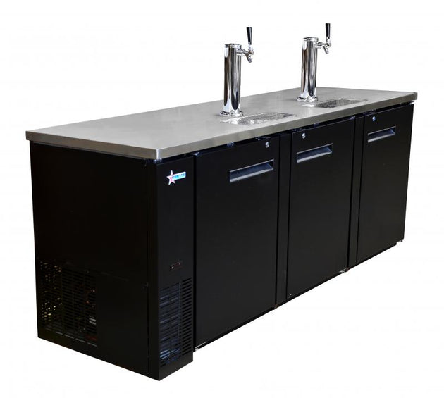 Omcan BD-CN-0032-HC 90-inch Triple Solid Door Beer Bottle Dispenser with Two Taps and 32 cu. ft. capacity