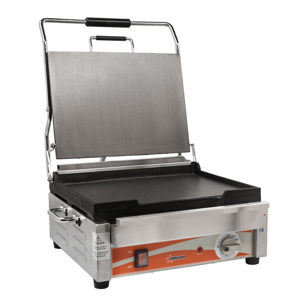 Omcan PG-CN-0679-F 12" x 15" Single Panini Grill with Smooth Top and Bottom Grill Surface