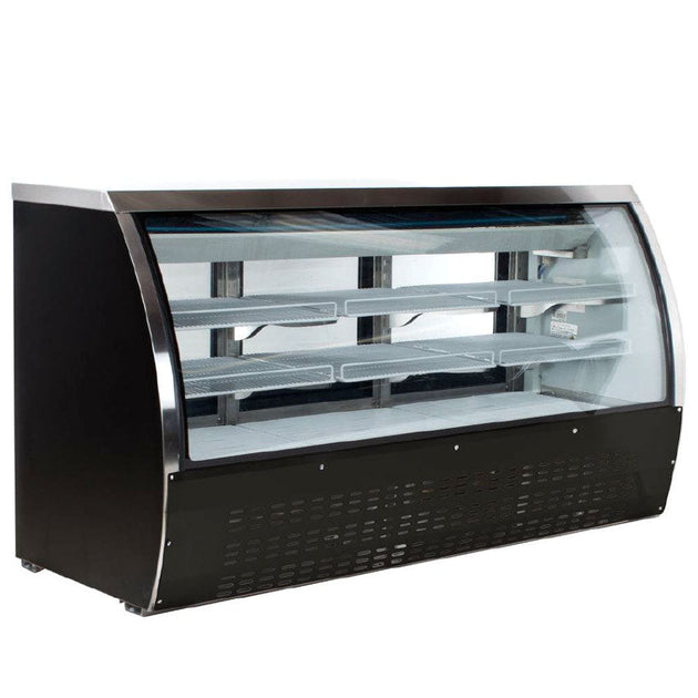 Omcan RS-CN-0163-B 64-inch Refrigerated Floor Showcase with Black Coated Steel Exterior