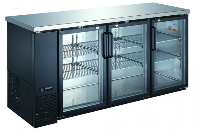 Omcan BB-CN-0020-GH 73-inch Triple Glass Door Back Bar Cooler with 19.6 cu. ft. capacity
