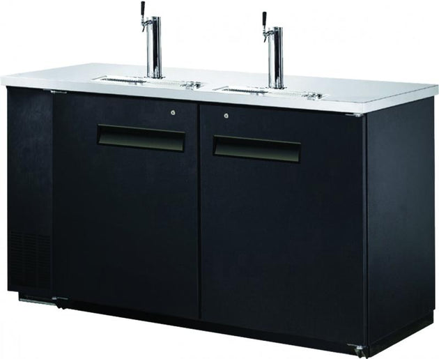 Omcan BB-CN-0016-DH 61-inch Solid Door Back Bar Cooler With Beer Dispenser with Two Taps and 15.8 cu. ft. capacity