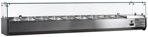 Omcan RS-CN-0009-P 79-inch Refrigerated Topping Rail with Glass Guard