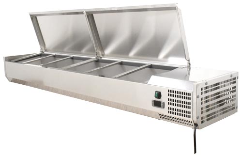 Omcan RS-CN-0009-PSS 79-inch Refrigerated Topping Rail with Stainless Steel Cover