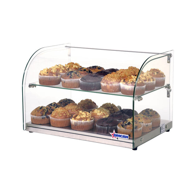 Omcan 22-inch Countertop Food Display Case with Curved Front Glass and 45 L capacity