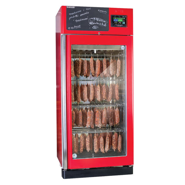 Omcan STG150TTW StagionelloEvo 150kg cabinet with ClimaTouch and Fumotic  Red Color