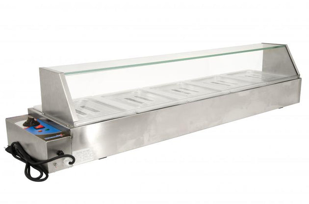 Omcan FW-CN-1435 57-inch Bain Marie with 5 Half-size Pans and 1.8 kW