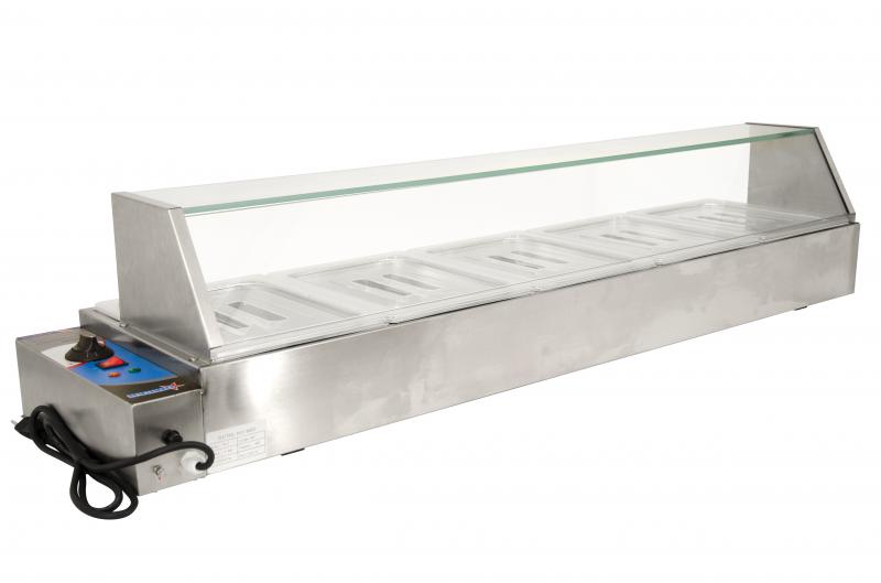 Omcan FW-CN-1435 57-inch Bain Marie with 5 Half-size Pans and 1.8 kW