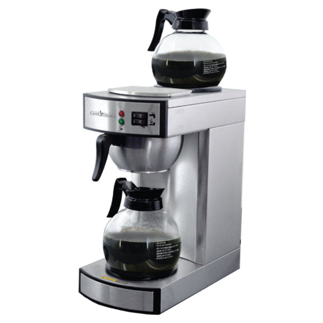 Omcan CM-TW-0002-D Stainless Steel Coffee Maker with 2 Glass Decanter  2.2 L tank capacity
