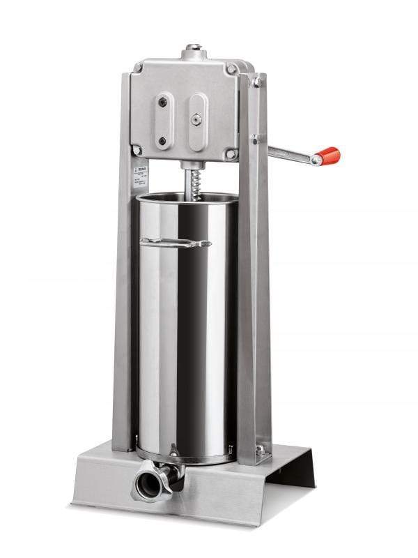 Omcan 13727 elite series all stainless steel vertical two-speed gear-driven manual sausage stuffer with 30 lb. capacity