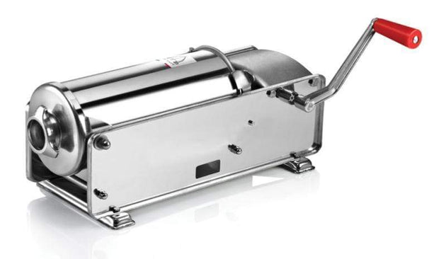 Omcan 42027 elite series all stainless steel horizontal two-speed gear-driven manual sausage stuffer with 11 lb. capacity